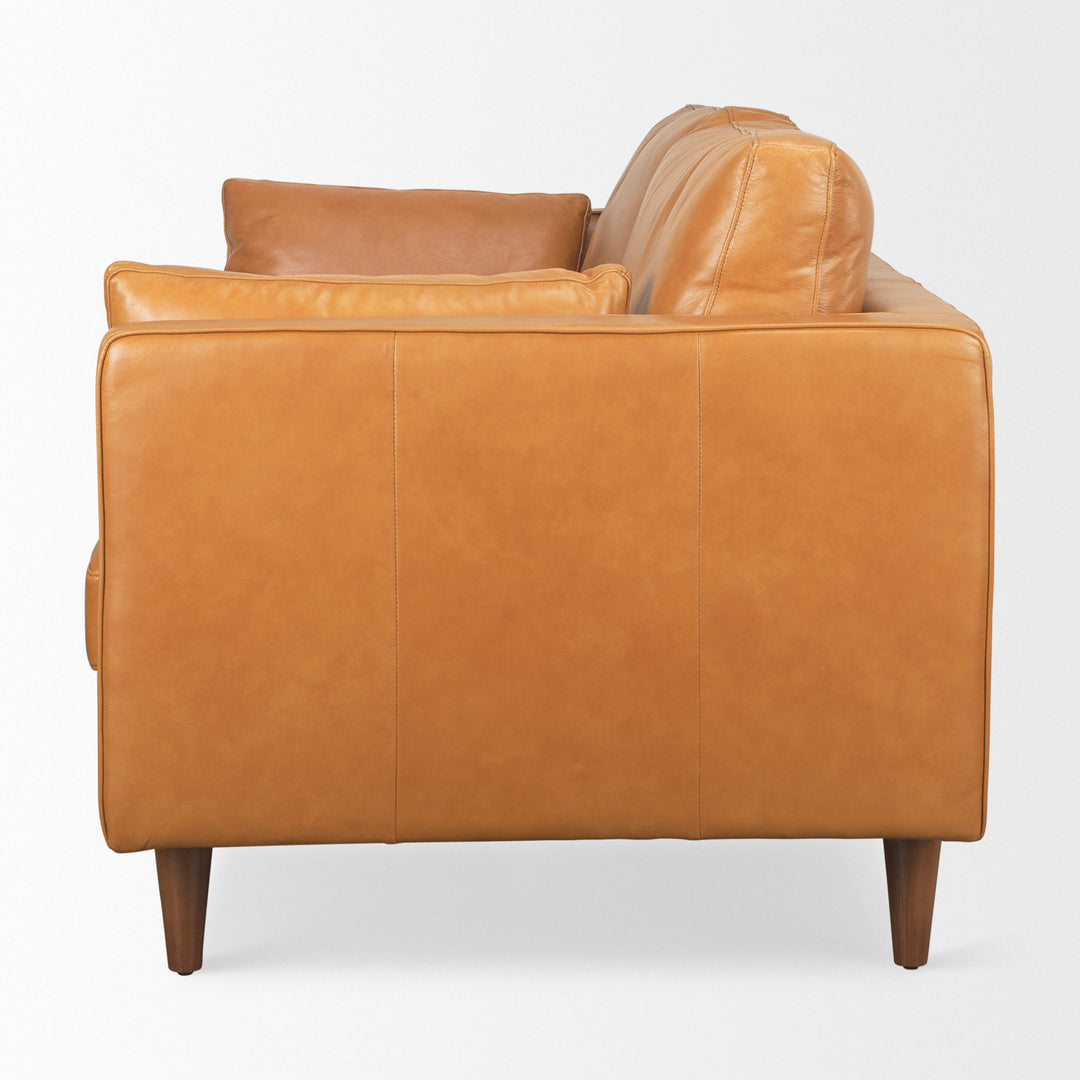 Elton  87.8L x 37.8W x 34.6H Tan Leather Sofa
