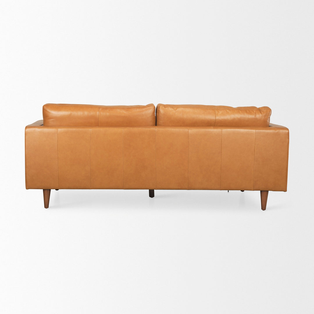 Elton  87.8L x 37.8W x 34.6H Tan Leather Sofa