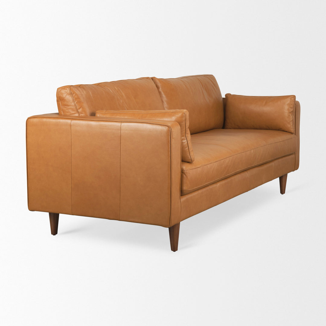 Elton  87.8L x 37.8W x 34.6H Tan Leather Sofa