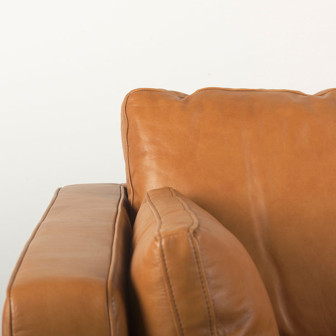 Elton  87.8L x 37.8W x 34.6H Tan Leather Sofa