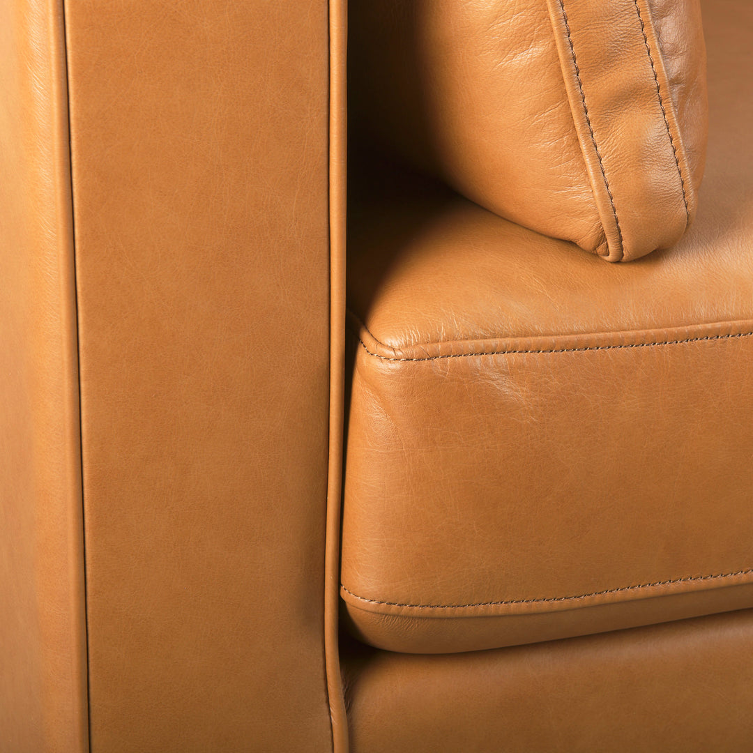 Elton  87.8L x 37.8W x 34.6H Tan Leather Sofa