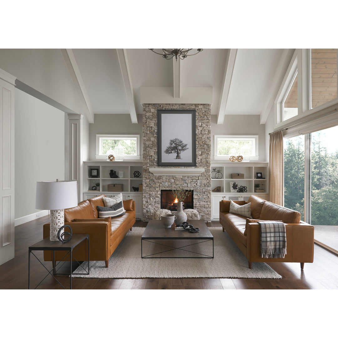 Elton  87.8L x 37.8W x 34.6H Tan Leather Sofa