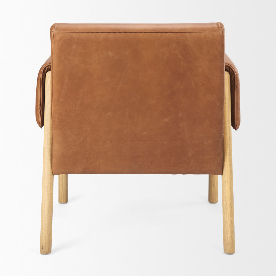 Ashton Brown Leather w/ Light Wood Accent Chair