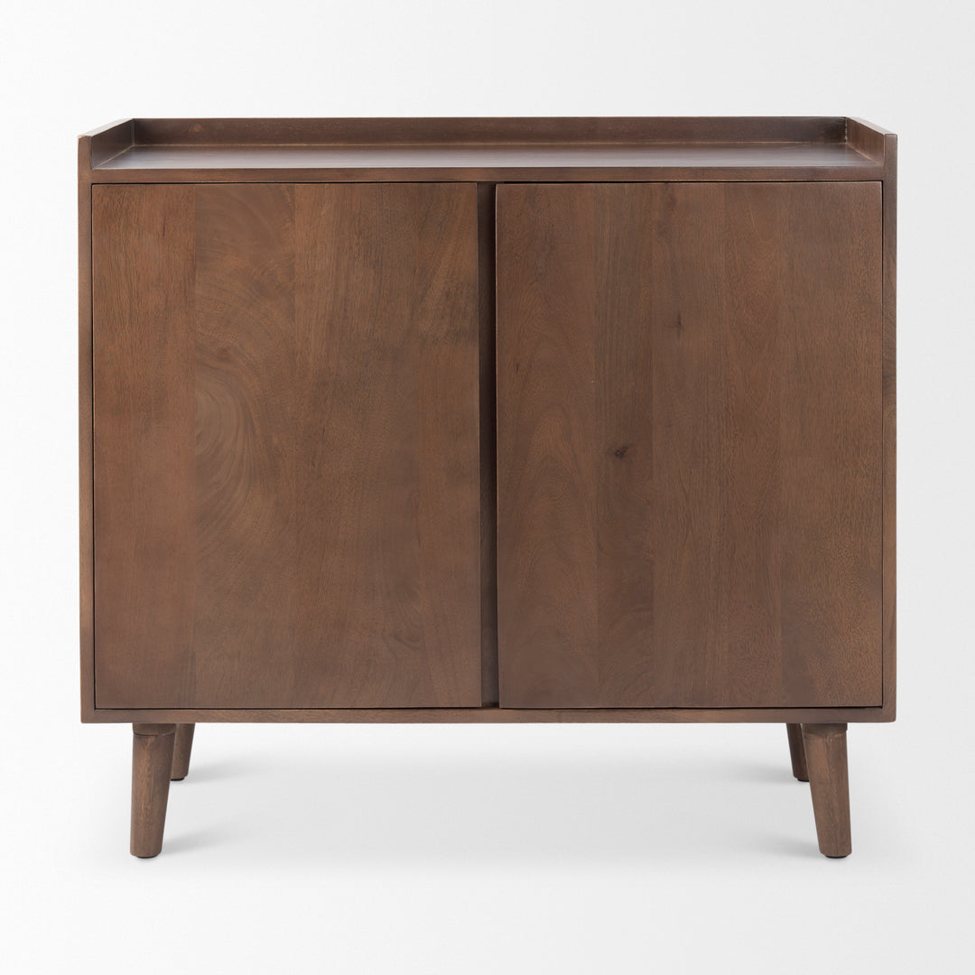 Lillie 36.0L x 16.0W x 32.0H Medium Brown Wood 2 Door Tray Top Accent Cabinet