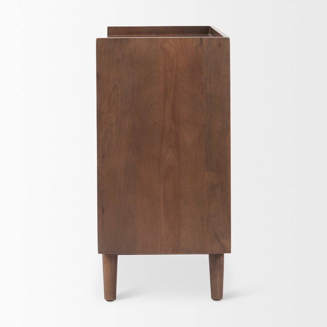 Lillie 36.0L x 16.0W x 32.0H Medium Brown Wood 2 Door Tray Top Accent Cabinet