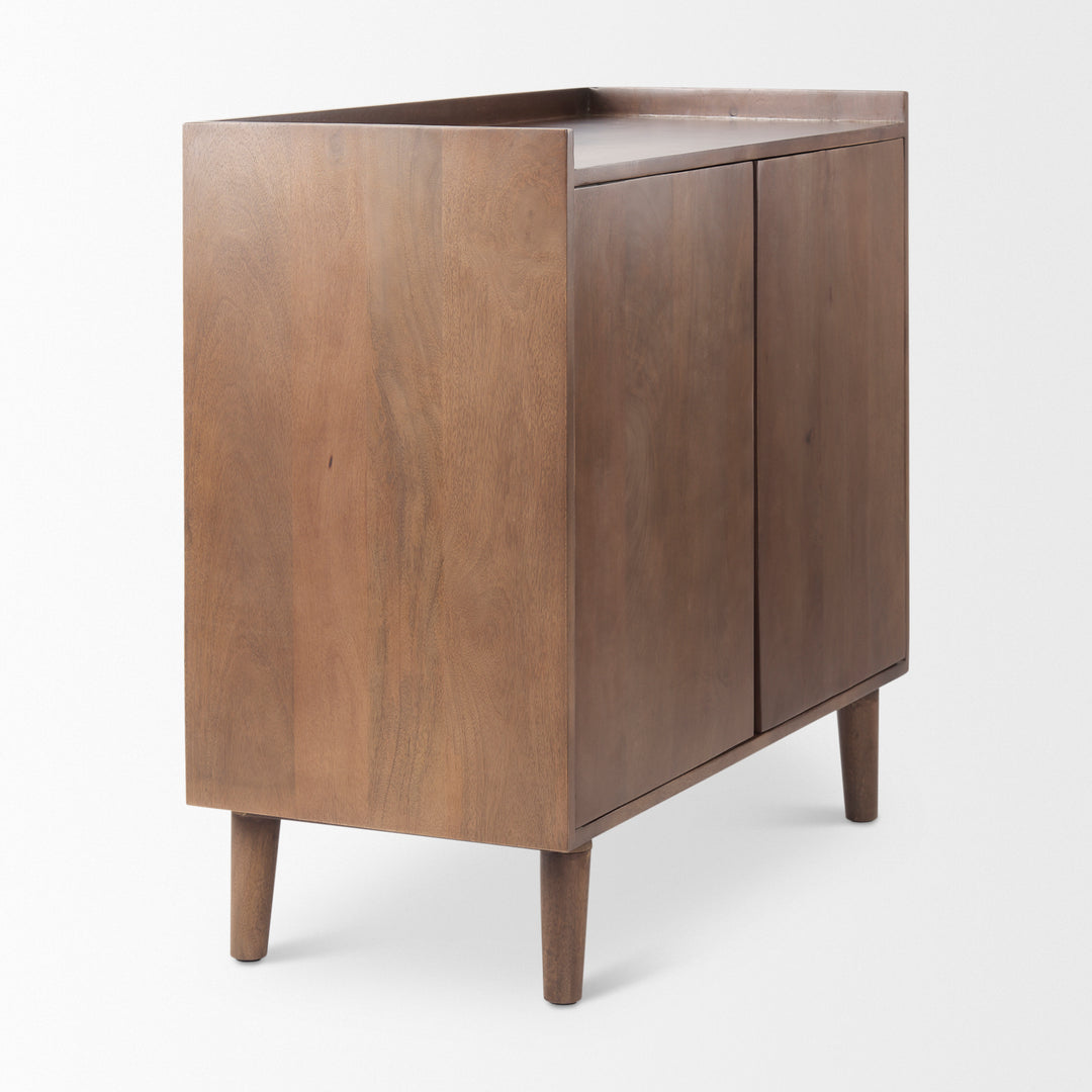 Lillie 36.0L x 16.0W x 32.0H Medium Brown Wood 2 Door Tray Top Accent Cabinet