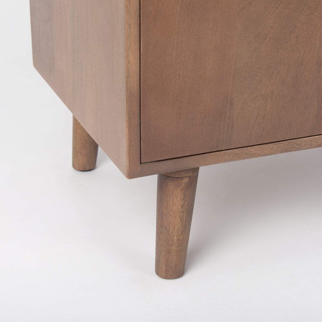Lillie 36.0L x 16.0W x 32.0H Medium Brown Wood 2 Door Tray Top Accent Cabinet