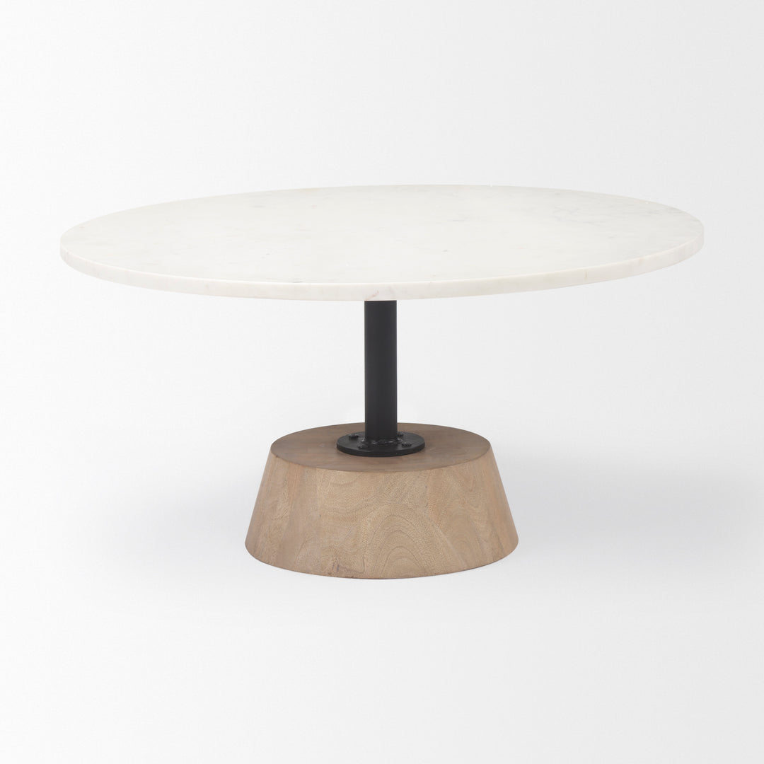 Maxwell  Marble Top Pedestal Base Round Coffee Table
