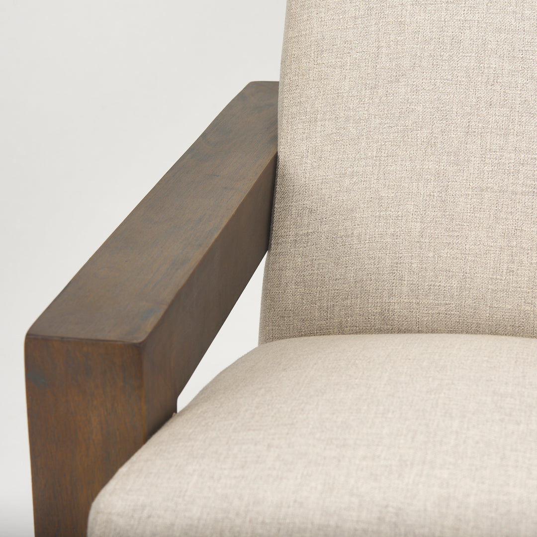 Sovereign Oatmeal Fabric Upholstered w/ Solid Wood Frame Accent Chair
