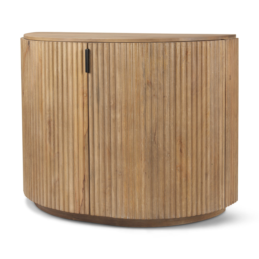 Terra Fluted Light Brown Wood 2-Door Accent Cabinet