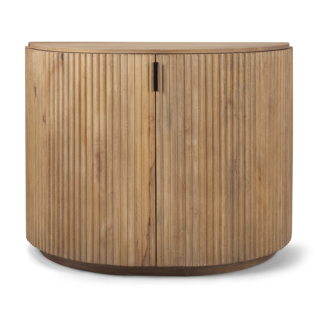 Terra Fluted Light Brown Wood 2-Door Accent Cabinet