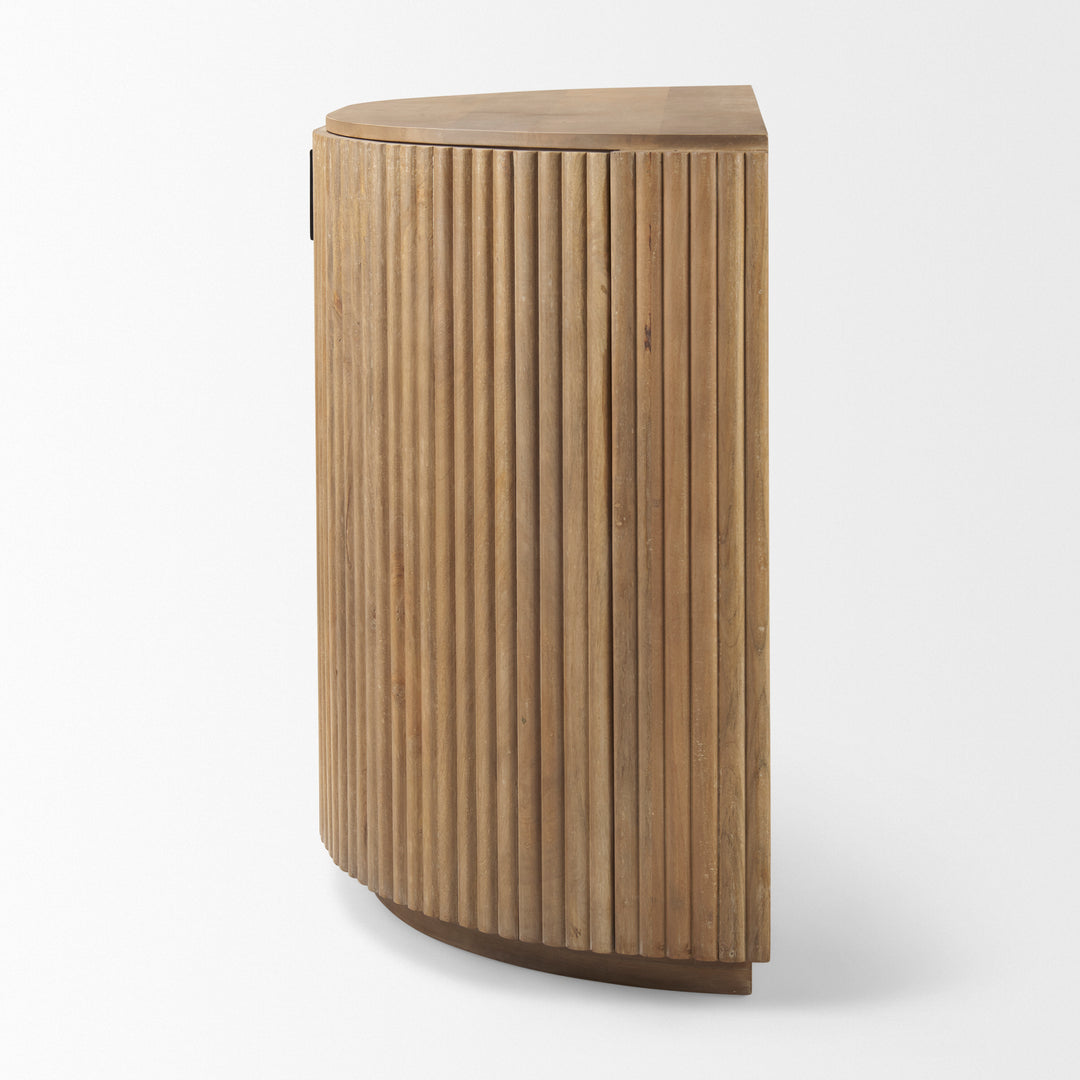 Terra Fluted Light Brown Wood 2-Door Accent Cabinet