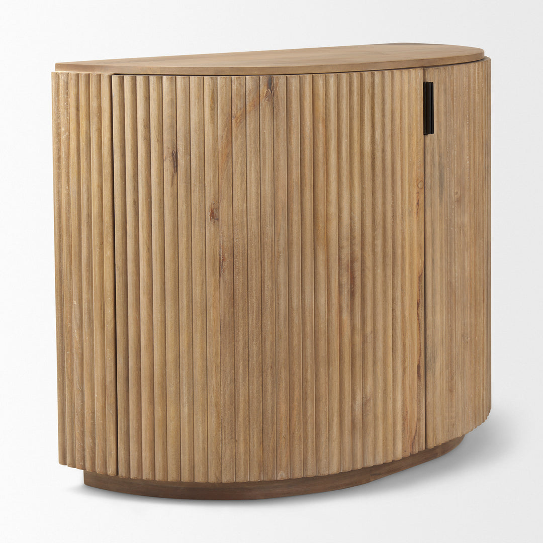 Terra Fluted Light Brown Wood 2-Door Accent Cabinet