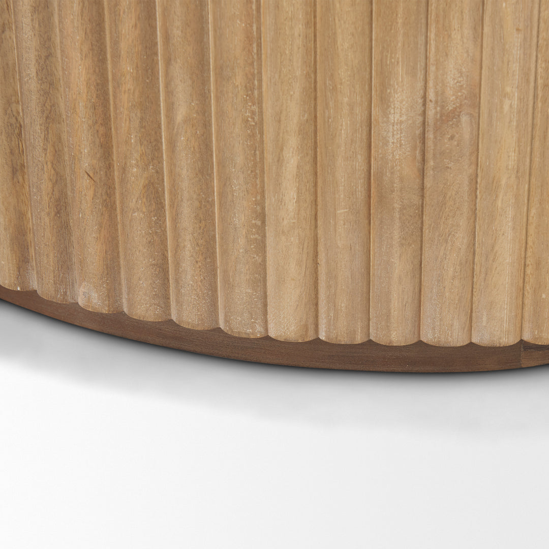 Terra Fluted Light Brown Wood 2-Door Accent Cabinet
