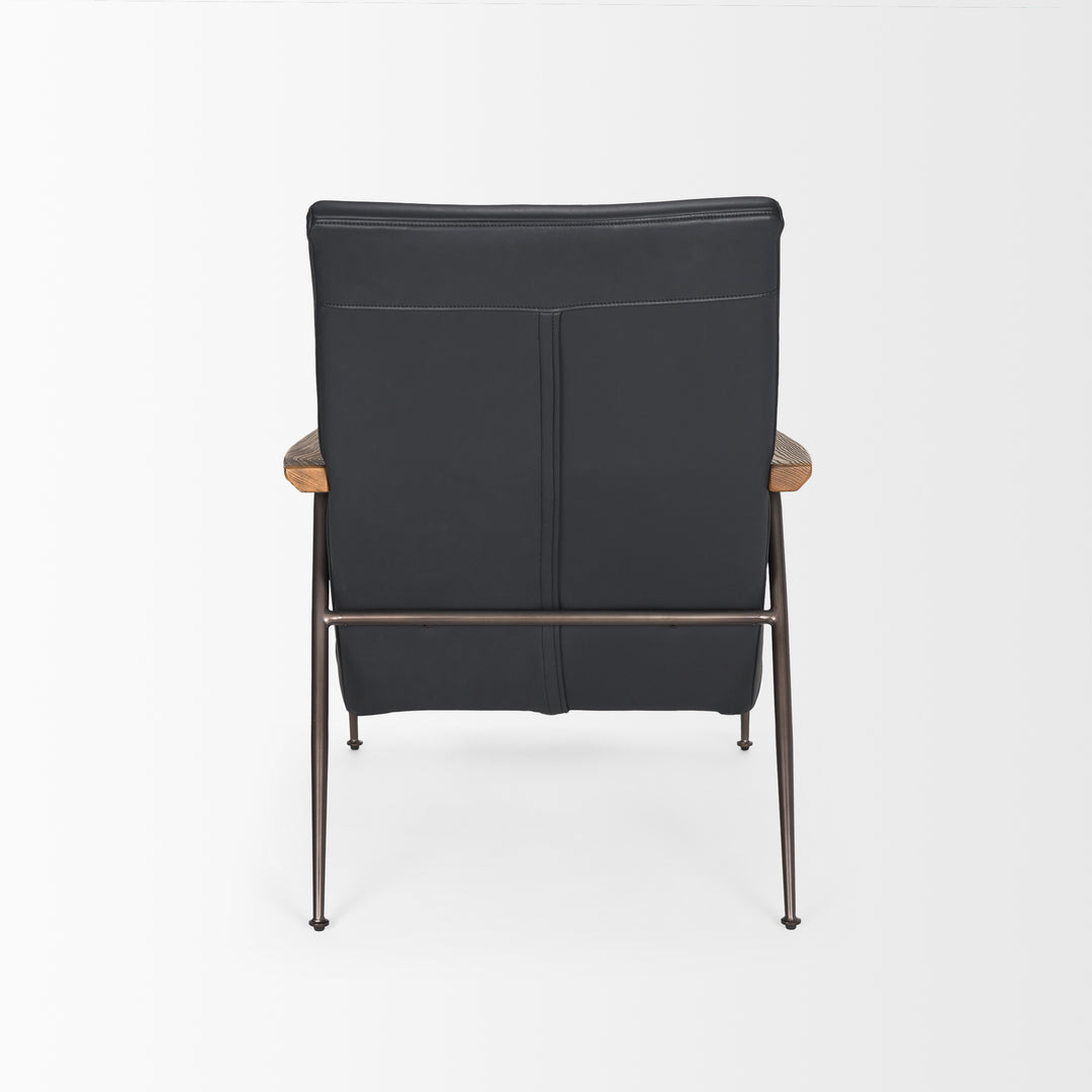 Grosjean Black Leather w/ Black Metal Frame Accent Chair