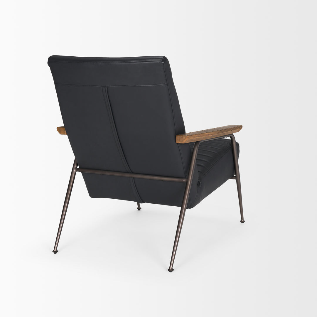 Grosjean Black Leather w/ Black Metal Frame Accent Chair