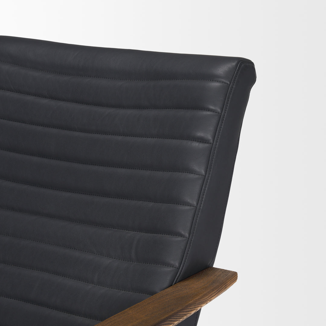 Grosjean Black Leather w/ Black Metal Frame Accent Chair