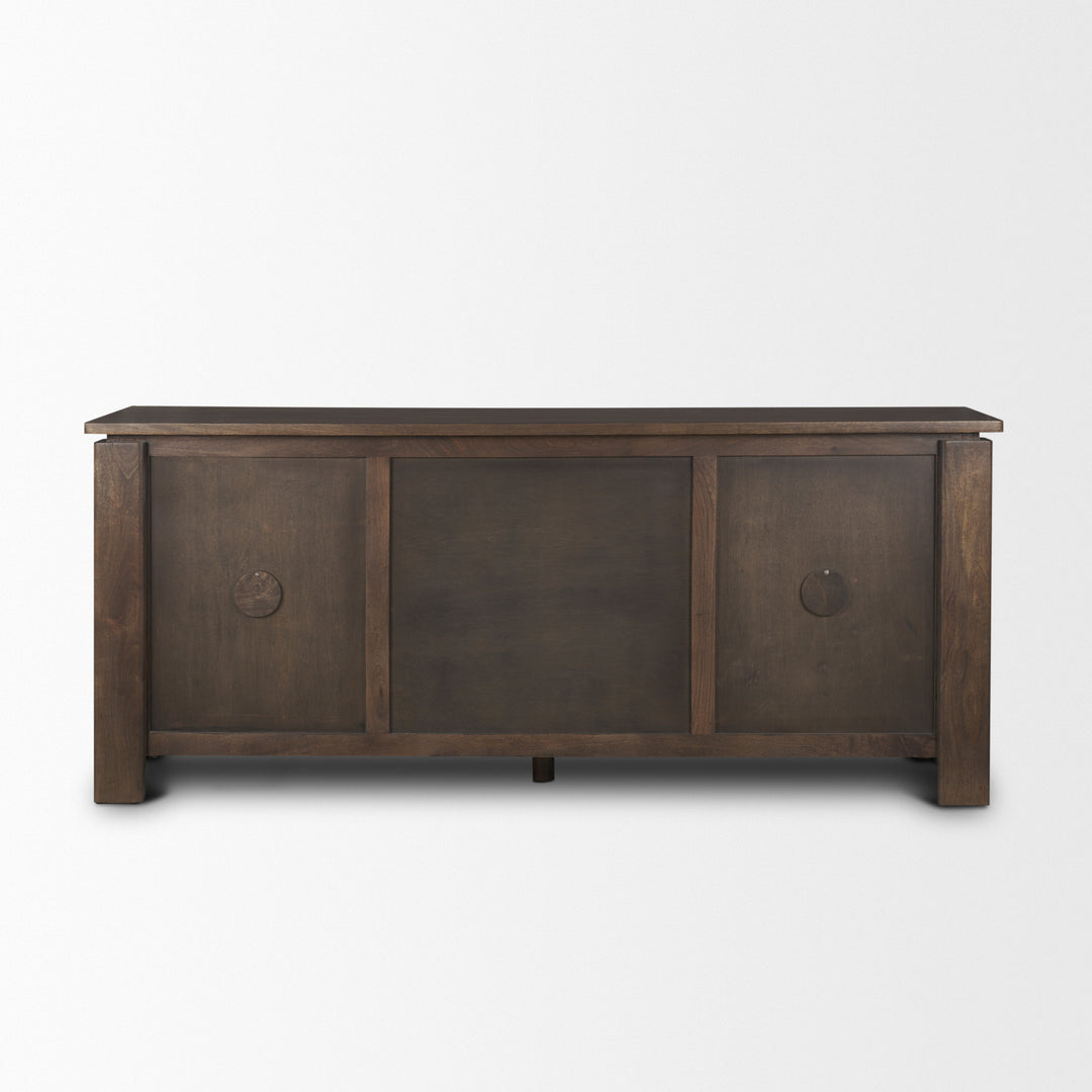 Wallen 2 Door Solid Dark Brown Wood w/ 3 Drawers Sideboard