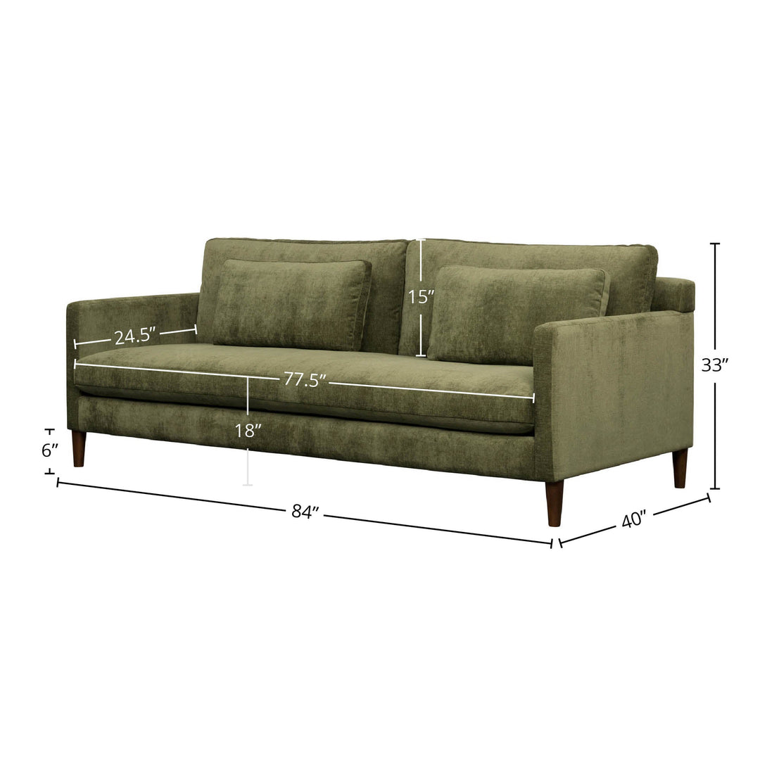 Gemma 84" Fabric Sofa in Olive