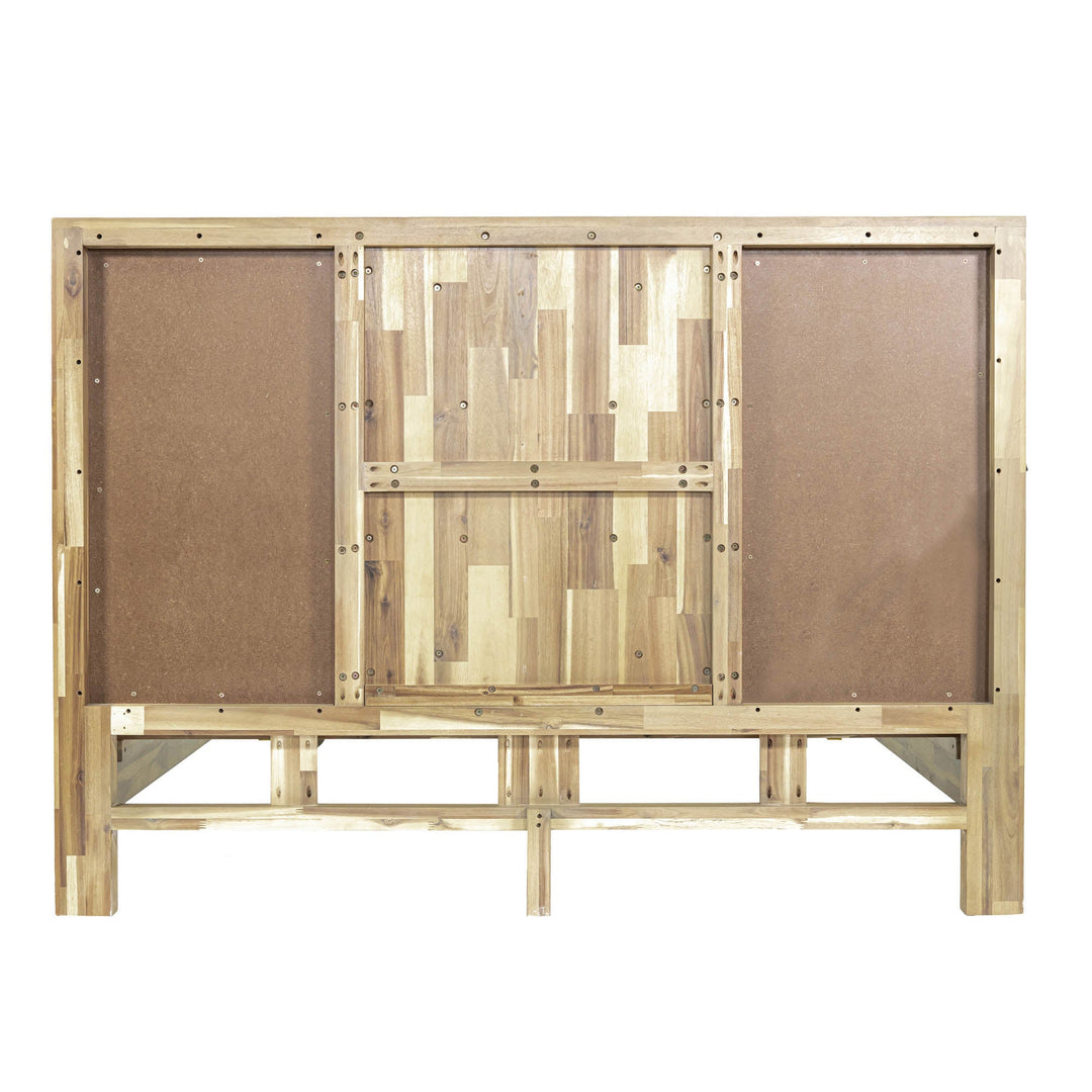 Haru Wood & Boucle Textured Fabric Queen Bed Frame