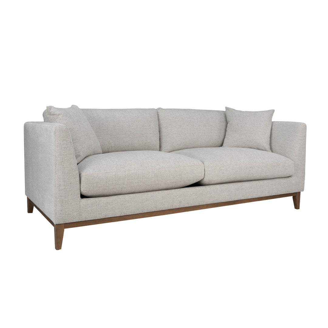 Harmony 84" Woven Tweed Natural Fabric Sofa w/ Oak Frame