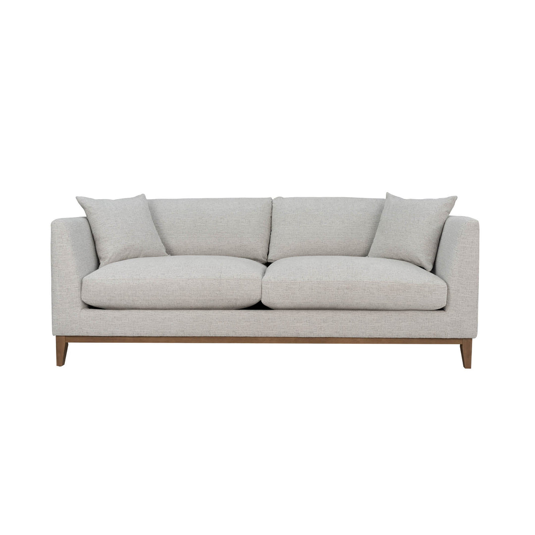 Harmony 84" Woven Tweed Natural Fabric Sofa w/ Oak Frame