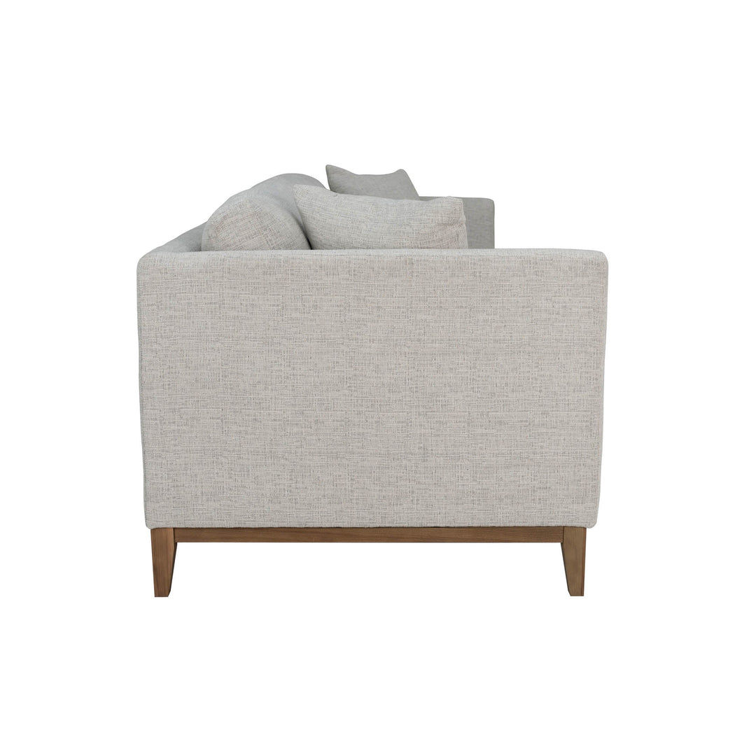 Harmony 84" Woven Tweed Natural Fabric Sofa w/ Oak Frame